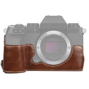 1/4 inch Thread PU Leather Camera Half Case Base for FUJIFILM X-S10 (Coffee) (OEM)