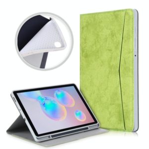 For Samsung Galaxy Tab S6 Lite P610/P615 Marble Cloth Texture TPU Horizontal Flip Leather Case with Holder & Card Slot & Pen Slot(Green) (OEM)
