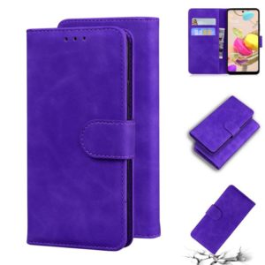 For LG K42 Skin Feel Pure Color Flip Leather Phone Case(Purple) (OEM)