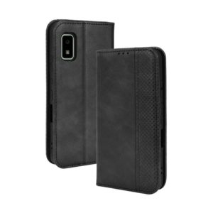 For Sharp Aquos Wish Magnetic Buckle Retro Texture Leather Phone Case(Black) (OEM)