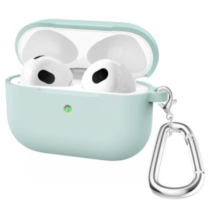 Thicken Silicone Round Bottom Earphone Protective Case with Hook For AirPods 3(Light Green) (OEM)