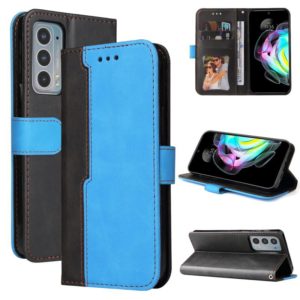 For Motorola Edge 20 Stitching-Color Horizontal Flip Leather Phone Case with Holder & Card Slots & Photo Frame(Blue) (OEM)