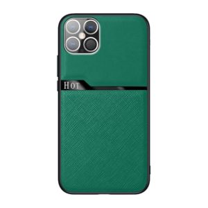 For iPhone 12 / 12 Pro Skin-Friendly Frosted Leather + TPU All-Inclusive Phone Case with Metal Iron Sheet(Green) (OEM)