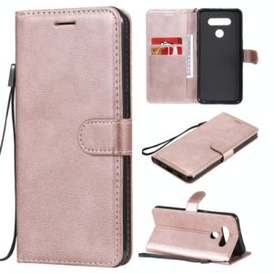 For LG K51 Solid Color Horizontal Flip Protective Leather Case with Holder & Card Slots & Wallet & Photo Frame & Lanyard(Rose Gold) (OEM)