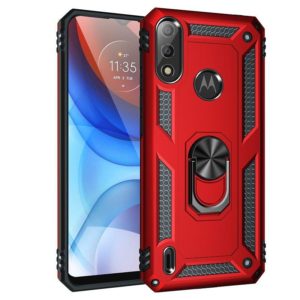 For Motorola Moto E7 Power (2021) Shockproof TPU + PC Protective Case with 360 Degree Rotating Holder(Red) (OEM)