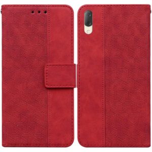 For Sony Xperia L3 Geometric Embossed Leather Phone Case(Red) (OEM)