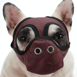 Bulldog Mouth Cover Flat Face Dog Anti-Eat Anti-Bite Drinkable Water Mouth Cover L(Wine Red) (OEM)