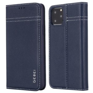 For iPhone 11 GEBEI Top-grain Leather Horizontal Flip Protective Case with Holder & Card Slots(Blue) (GEBEI) (OEM)