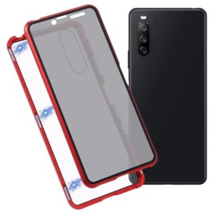 For Sony Xperia 10 III Anti-peeping Magnetic Double-sided Tempered Glass Phone Case(Red) (OEM)