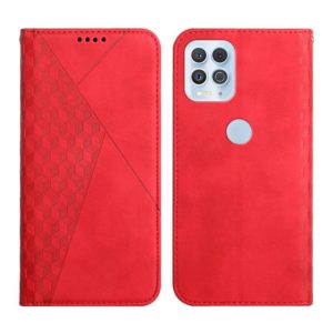 For Motorola Edge S Diamond Pattern Splicing Skin Feel Magnetic Horizontal Flip Leather Case with Card Slots & Holder & Wallet(Red) (OEM)
