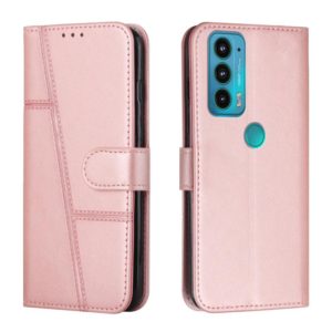 For Motorola Edge 20 Stitching Calf Texture Buckle Leather Phone Case(Pink) (OEM)