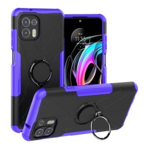 For Motorola Moto Edge 20 Lite Armor Bear Shockproof PC + TPU Phone Protective Case with Ring Holder(Purple) (OEM)