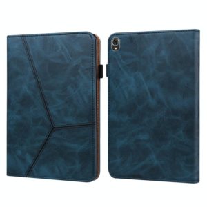 For Lenovo Tab K10 / M10 Plus / M10 FHD Plus Solid Color Embossed Striped Leather Case(Blue) (OEM)