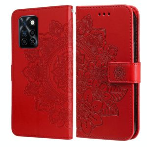 For Infinix Note 10 Pro NFC / Note 10 Pro 7-petal Flowers Embossing Pattern Horizontal Flip PU Leather Case with Holder & Card Slots & Wallet & Photo Frame(Red) (OEM)