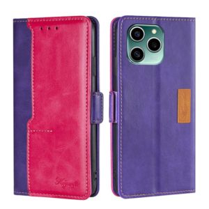 For Honor 60 SE Contrast Color Side Buckle Leather Phone Case(Purple + Rose Red) (OEM)