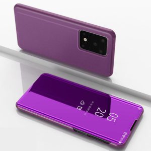 For Galaxy S20 Ultra Plated Mirror Horizontal Flip Leather Case with Holder(Purple) (OEM)