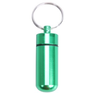 10pcs Portable Sealed Waterproof Aluminum Alloy First Aid Pill Bottle with Keychain(Green) (OEM)