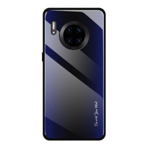 For Huawei Mate 30 Pro Texture Gradient Glass Protective Case(Dark Blue) (OEM)