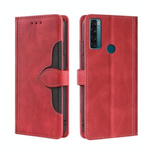 For TCL 20 SE Skin Feel Straw Hat Magnetic Buckle Leather Phone Case(Red) (OEM)