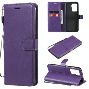 For OPPO Reno5 F Solid Color Horizontal Flip Protective Leather Case with Holder & Card Slots & Wallet & Photo Frame & Lanyard(Purple) (OEM)