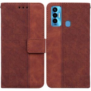 For Tecno Camon 18i Geometric Embossed Leather Phone Case(Brown) (OEM)