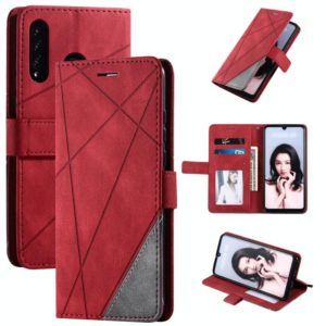 For Huawei P30 Lite Skin Feel Splicing Horizontal Flip Leather Case with Holder & Card Slots & Wallet & Photo Frame(Red) (OEM)