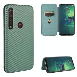 For Motorola Moto G8 Plus Carbon Fiber Texture Horizontal Flip TPU + PC + PU Leather Case with Rope & Card Slot(Green) (OEM)