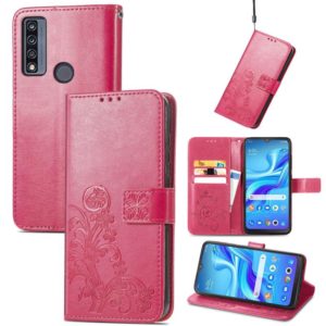 For TCL 4X 5G Four-leaf Clasp Embossed Buckle Leather Phone Case(Rose Red) (OEM)