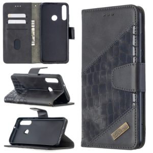 For Huawei Y6p Matching Color Crocodile Texture Horizontal Flip PU Leather Case with Holder & Card Slots & Wallet(Black) (OEM)