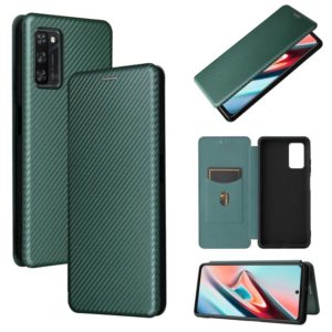 For Blackview A100 Carbon Fiber Texture Horizontal Flip TPU + PC + PU Leather Case with Card Slot(Green) (OEM)