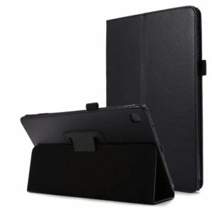 For Samsung Galaxy Tab A7 10.4 (2020) T500 Litchi Texture Horizontal Flip Solid Color Leather Case with Holder(Black) (OEM)