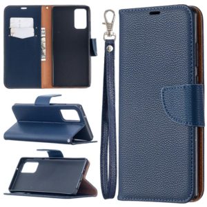 For Samsung Galaxy Note20 Litchi Texture Pure Color Horizontal Flip Leather Case with Holder & Card Slots & Wallet & Lanyard(Blue) (OEM)