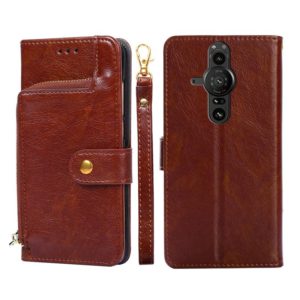 For Sony Xperia Pro-I Zipper Bag PU + TPU Horizontal Flip Leather Phone Case(Brown) (OEM)