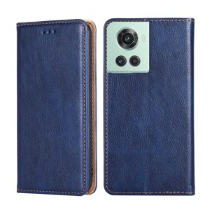 For OnePlus Ace / 10R Gloss Oil Solid Color Magnetic Leather Phone Case(Blue) (OEM)