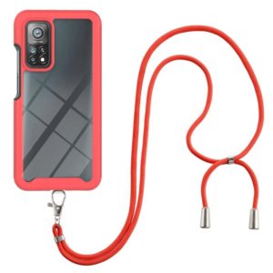 For Xiaomi Mi 10T / 10T Pro Starry Sky Solid Color Series Shockproof PC + TPU Protective Case with Neck Strap(Red) (OEM)
