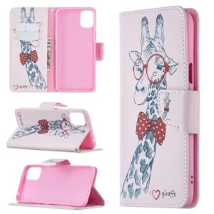 For LG K42 Colored Drawing Pattern Horizontal Flip Leather Case with Holder & Card Slots & Wallet(Giraffe) (OEM)