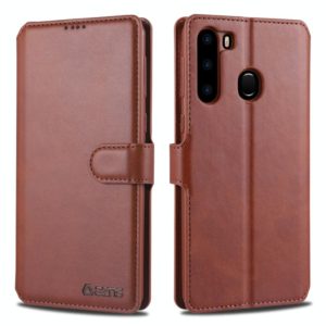 For Samsung Galaxy A21 AZNS Calf Texture Horizontal Flip Leather Case, with Holder & Card Slots & Wallet & Photo Frame(Brown) (AZNS) (OEM)
