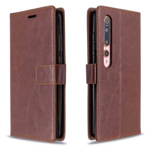 For xiaomi 10 Crazy Horse Texture Horizontal Flip Leather Case with Holder & Card Slots & Wallet & Photo Frame(Brown) (OEM)