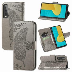 For LG Stylo 7 5G Butterfly Love Flower Embossed Horizontal Flip Leather Case with Bracket & Card Slot & Wallet & Lanyard(Gray) (OEM)