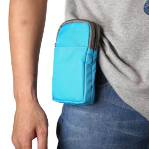 Multi-function Casual Sport Mobile Phone Double Zipper Waist Pack Diagonal Bag for 6.9 Inch or Below Smartphones (Baby Blue) (OEM)