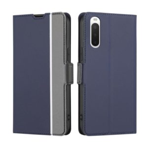 For Sony Xperia 10 IV Twill Texture Side Button Leather Phone Case(Blue) (OEM)