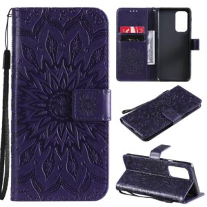 For OnePlus 9 Pro Sun Embossing Pattern Horizontal Flip Leather Case with Card Slot & Holder & Wallet & Lanyard(Purple) (OEM)