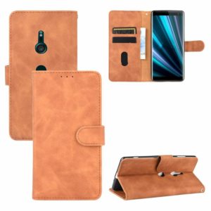 For Sony Xperia XZ3 Solid Color Skin Feel Magnetic Buckle Horizontal Flip Calf Texture PU Leather Case with Holder & Card Slots & Wallet(Brown) (OEM)