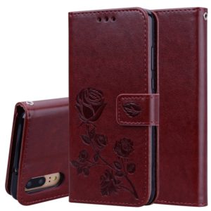 Rose Embossed Horizontal Flip PU Leather Case for Huawei P20, with Holder & Card Slots & Wallet (Brown) (OEM)