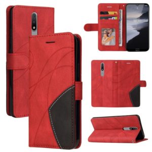 For Nokia 2.4 Dual-color Splicing Horizontal Flip PU Leather Case with Holder & Card Slots & Wallet(Red) (OEM)