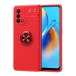 For OPPO A74 4G Metal Ring Holder 360 Degree Rotating TPU Case(Red+Red) (OEM)