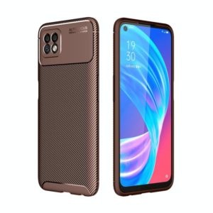 For OPPO A72 Carbon Fiber Texture Shockproof TPU Case(Brown) (OEM)
