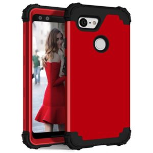 For Google Pixel 3 3 in 1 Shockproof PC + Silicone Protective Case(Red + Black) (OEM)