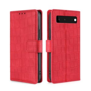For Google Pixel 6 Skin Feel Crocodile Texture Magnetic Clasp Horizontal Flip PU Leather Case with Holder & Card Slots & Wallet(Red) (OEM)