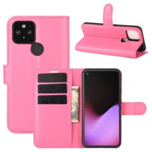 For Google Pixel 5 XL Litchi Texture Horizontal Flip Protective Case with Holder & Card Slots & Wallet(Rose red) (OEM)